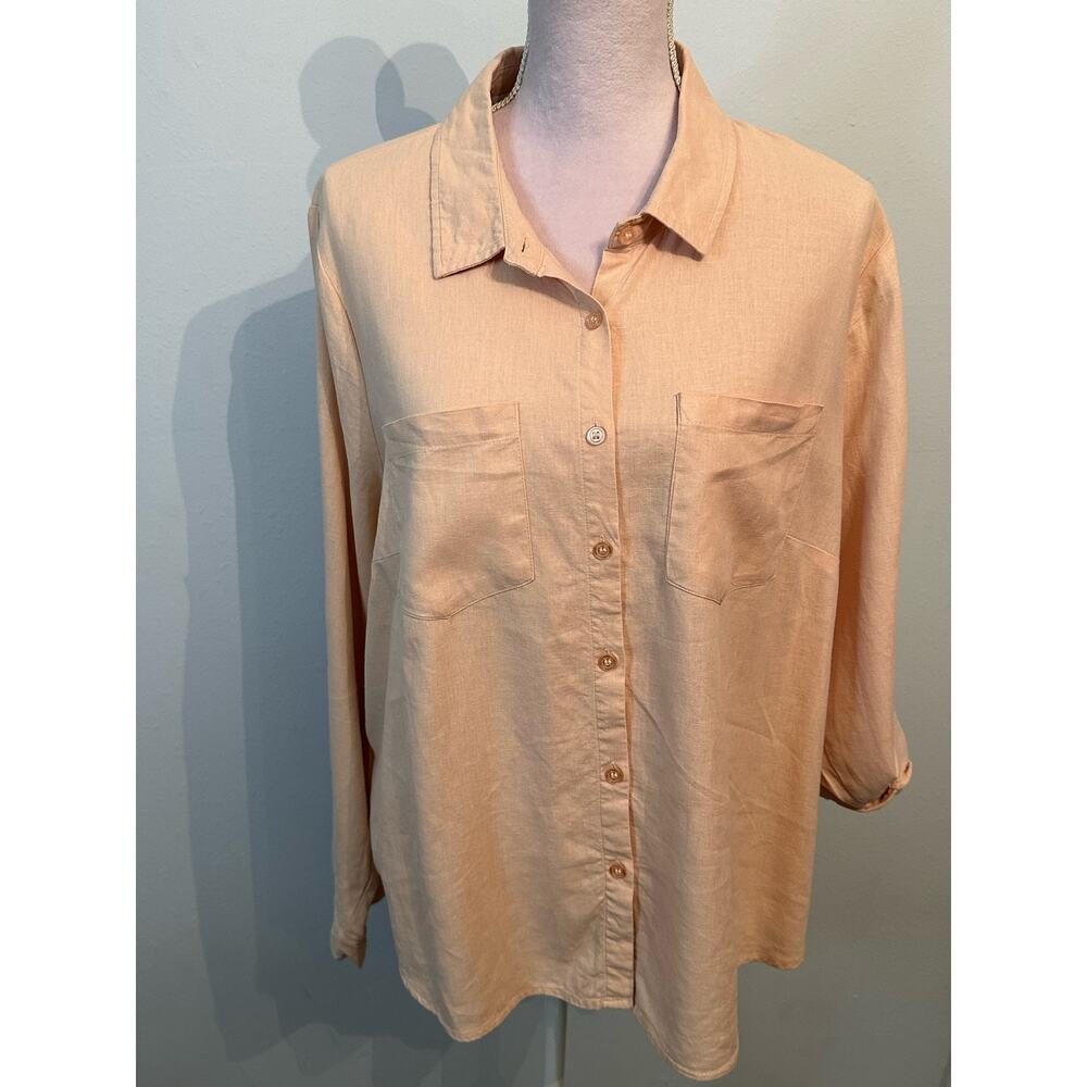 Daily Thread Long sleeve button down Collared Linen Blend Top Sz 1x
